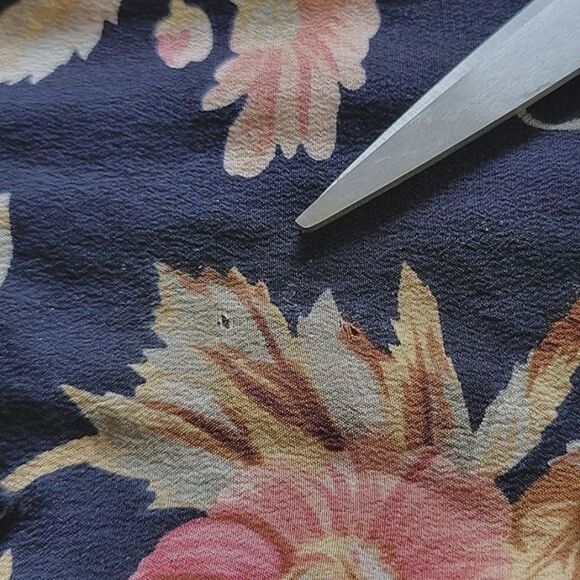 Vtg Talbots silk navy floral button front midi dress - Picture 13 of 13